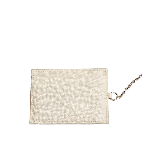 プラダ サフィアーノ クリスタルスタッズ 長財布 1M1132 アイボリー レザー レディース PRADA 【中古】