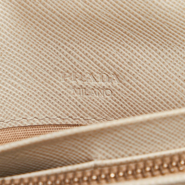 プラダ サフィアーノ クリスタルスタッズ 長財布 1M1132 アイボリー レザー レディース PRADA 【中古】