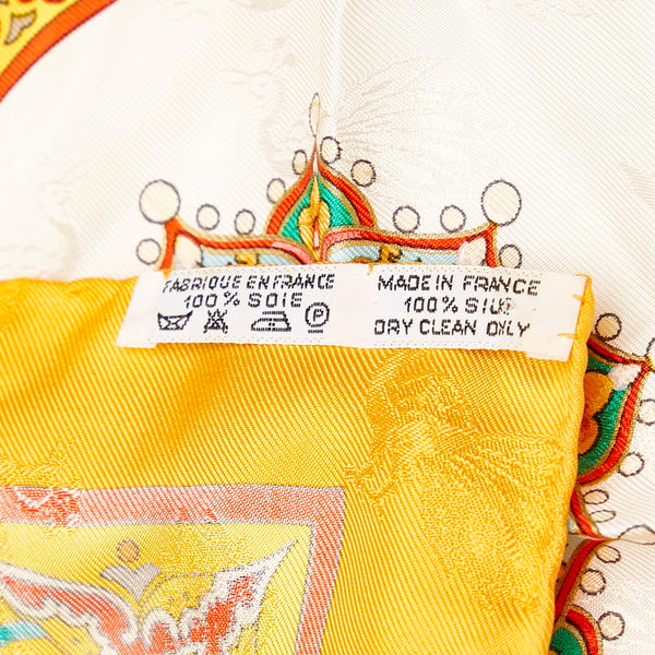 エルメス カレ90 CIELS BYZANTINS ビザンチンの空 孔雀刺繍 スカーフ オレンジ マルチ シルク レディース HERMES 【中古】