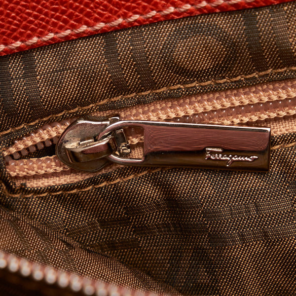 サルヴァトーレフェラガモ ガンチーニ ハンドバッグ トートバッグ DH-21 7882 レッド  レザー レディース Salvatore Ferragamo 【中古】