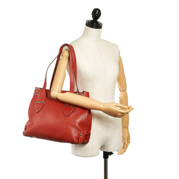 サルヴァトーレフェラガモ ガンチーニ ハンドバッグ トートバッグ DH-21 7882 レッド  レザー レディース Salvatore Ferragamo 【中古】