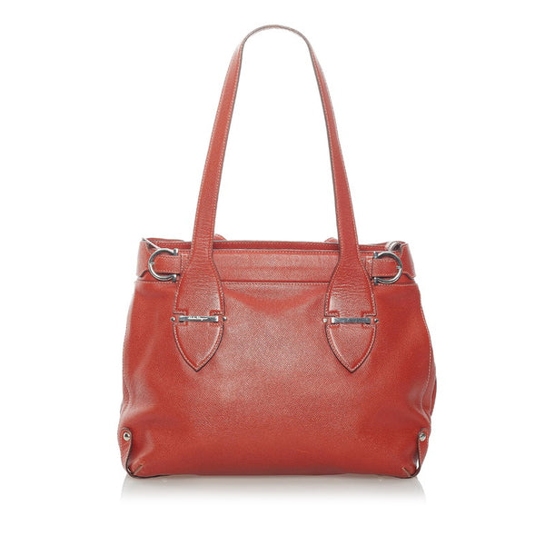 サルヴァトーレフェラガモ ガンチーニ ハンドバッグ トートバッグ DH-21 7882 レッド  レザー レディース Salvatore Ferragamo 【中古】