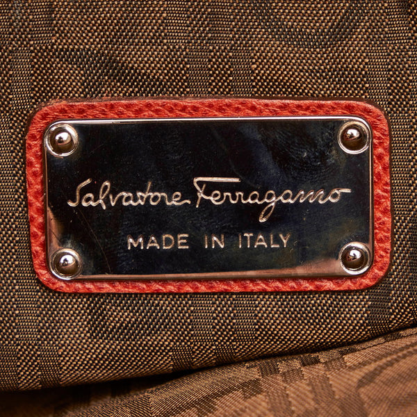 サルヴァトーレフェラガモ ガンチーニ ハンドバッグ トートバッグ DH-21 7882 レッド  レザー レディース Salvatore Ferragamo 【中古】