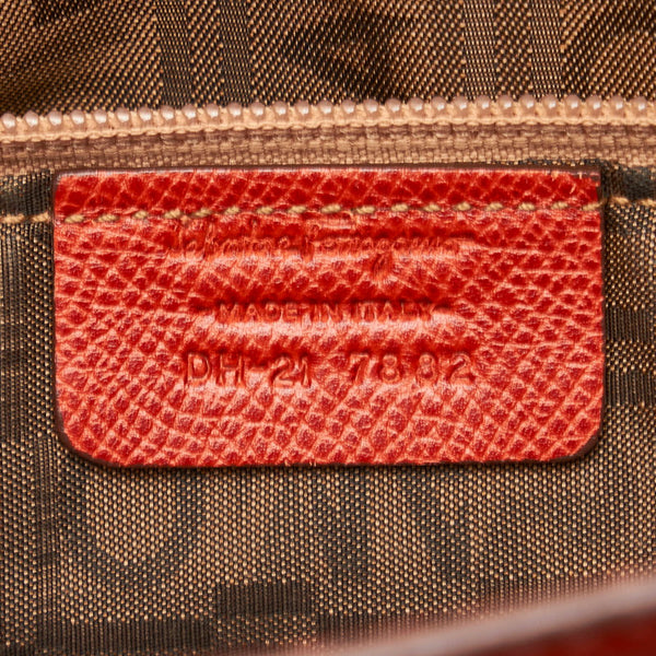 サルヴァトーレフェラガモ ガンチーニ ハンドバッグ トートバッグ DH-21 7882 レッド  レザー レディース Salvatore Ferragamo 【中古】