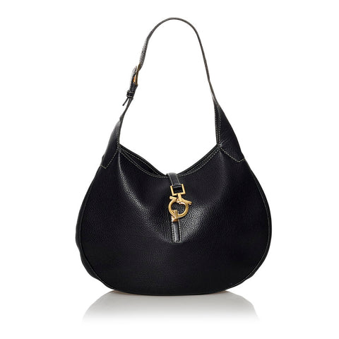 サルヴァトーレフェラガモ ガンチーニ AU-21-2421 ブラック レザー ワンショルダー レディース Salvatore Ferragamo 【中古】