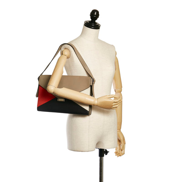 セリーヌ ショルダーバッグ ベージュ マルチ レザー ハラコ レディース CELINE 【中古】