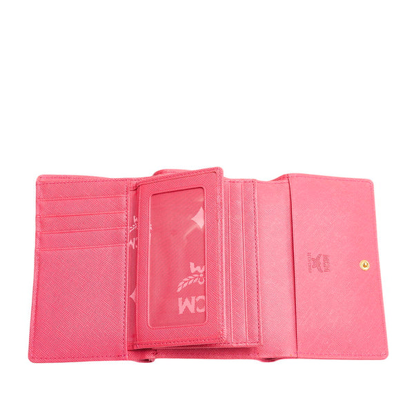 エム シー エム ヴィセトス ロゴグラム ラビット ウサギ 三つ折り財布 コンパクトウォレット   ピンク PVC レディース MCM 【中古】
