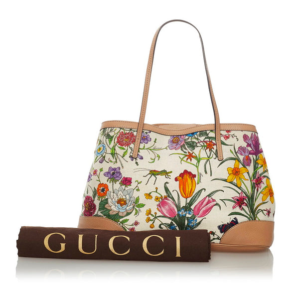 グッチ フローラ トートバッグ 358470 ベージュ マルチ キャンバス レザー レディース GUCCI 【中古】