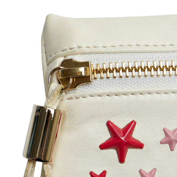 ジミーチュウ ゼナ スタースタッズ クラッチバッグ セカンドバッグ ホワイト レッド レザー レディース JIMMY CHOO 【中古】