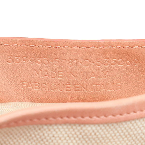 バレンシアガ ネイビーカバ M トートバッグ ホワイト ピンク キャンバス レザー レディース BALENCIAGA 【中古】