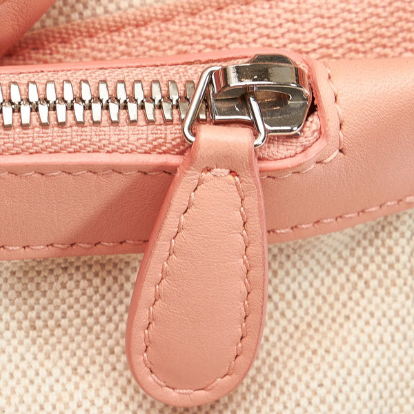 バレンシアガ ネイビーカバ M トートバッグ ホワイト ピンク キャンバス レザー レディース BALENCIAGA 【中古】