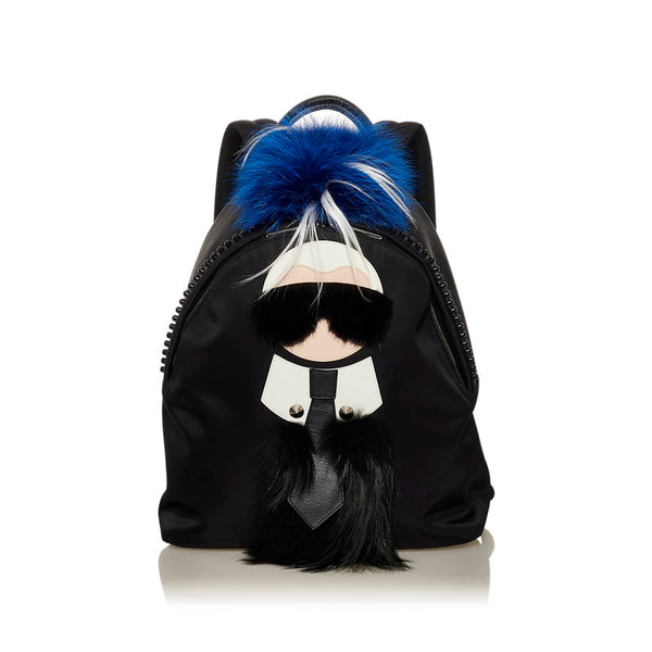 フェンディ カールラガーフェルド リュック バックパック 7VZ016 ブラック ナイロン レザー メンズ FENDI 【中古】