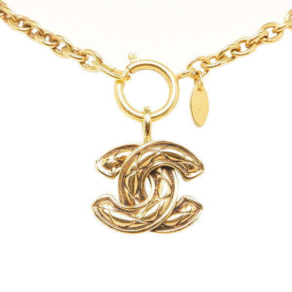シャネル ヴィンテージ マトラッセ ココマーク ネックレス ゴールド メッキ レディース CHANEL 【中古】
