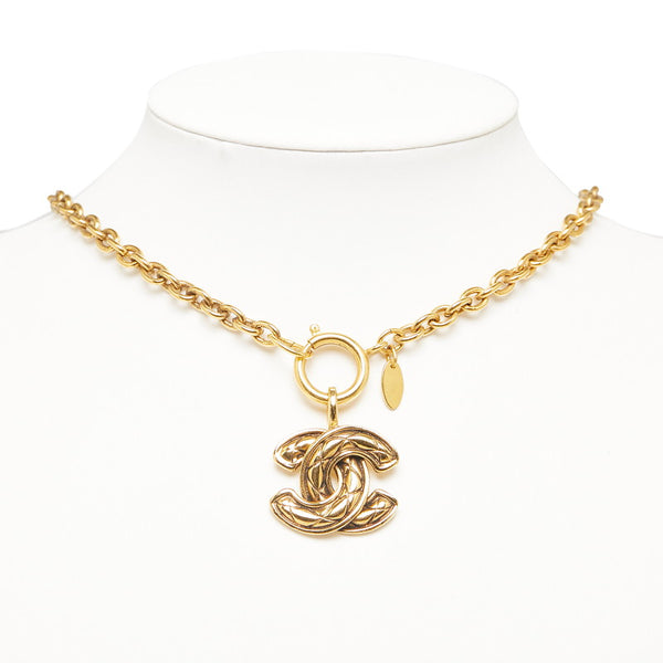 シャネル ヴィンテージ マトラッセ ココマーク ネックレス ゴールド メッキ レディース CHANEL 【中古】