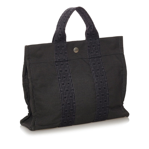 エルメス エールラインPM ハンドバッグ グレー  キャンバス レディース HERMES 【中古】