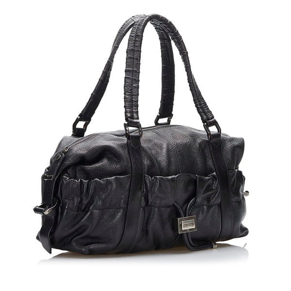 バーバリー ノバチェック ハンドバッグ ブラック レザー レディース BURBERRY 【中古】