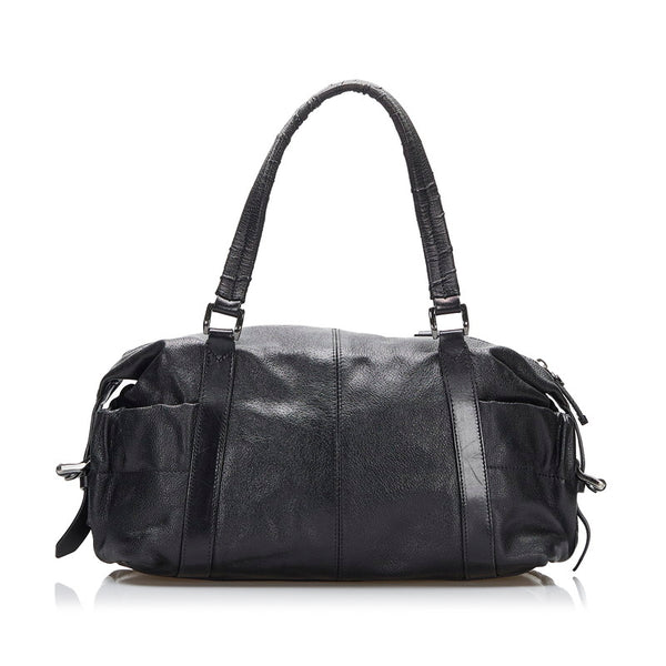 バーバリー ノバチェック ハンドバッグ ブラック レザー レディース BURBERRY 【中古】
