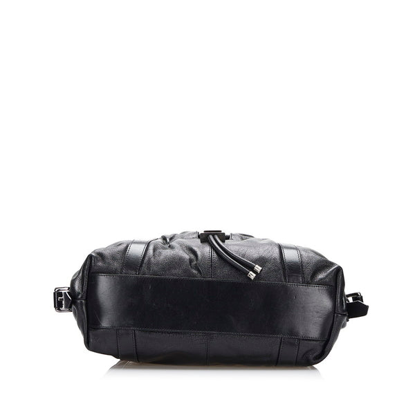 バーバリー ノバチェック ハンドバッグ ブラック レザー レディース BURBERRY 【中古】