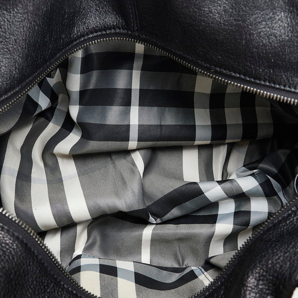 バーバリー ノバチェック ハンドバッグ ブラック レザー レディース BURBERRY 【中古】