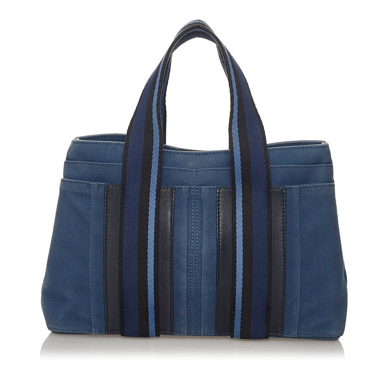 エルメス トロカ ホリゾンタル PM ハンドバッグ トートバッグ ブルー キャンバス レザー レディース HERMES 【中古】