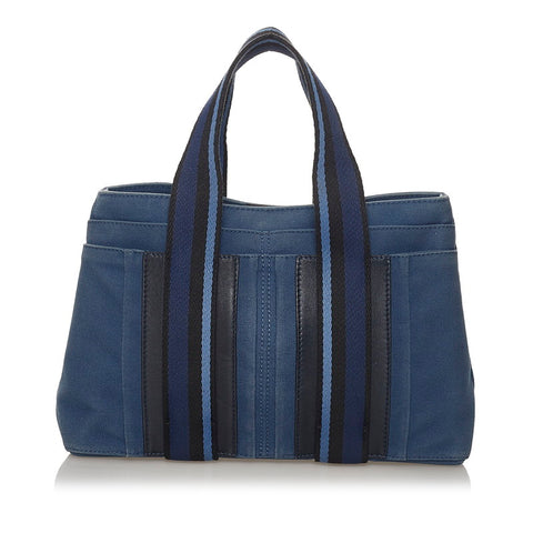 エルメス トロカ ホリゾンタル PM ハンドバッグ トートバッグ ブルー キャンバス レザー レディース HERMES 【中古】