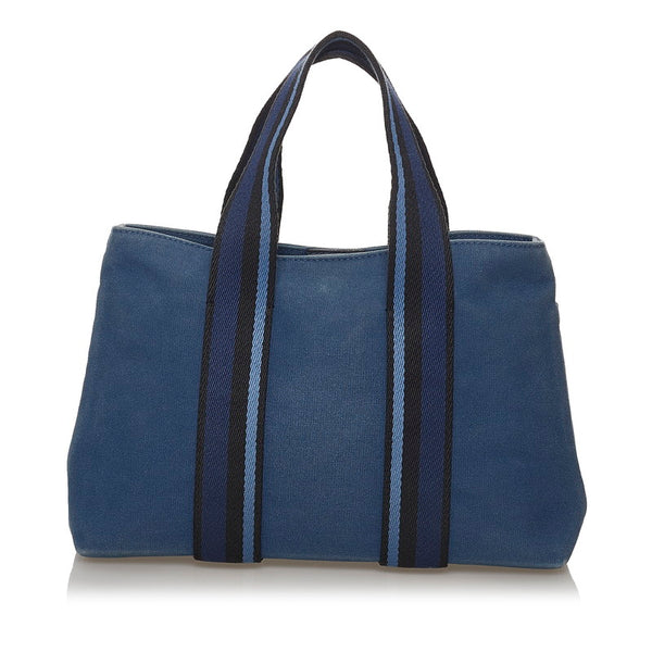 エルメス トロカ ホリゾンタル PM ハンドバッグ トートバッグ ブルー キャンバス レザー レディース HERMES 【中古】