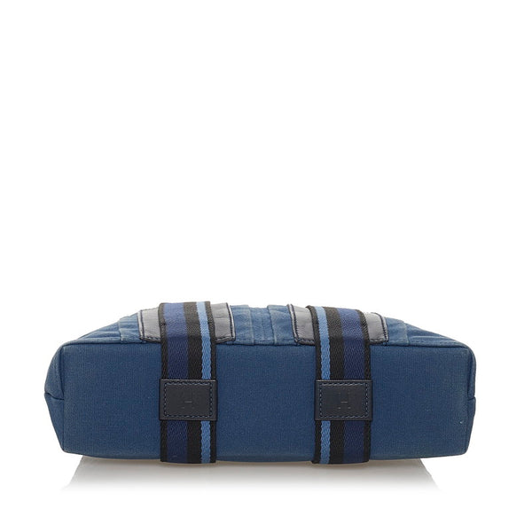 エルメス トロカ ホリゾンタル PM ハンドバッグ トートバッグ ブルー キャンバス レザー レディース HERMES 【中古】