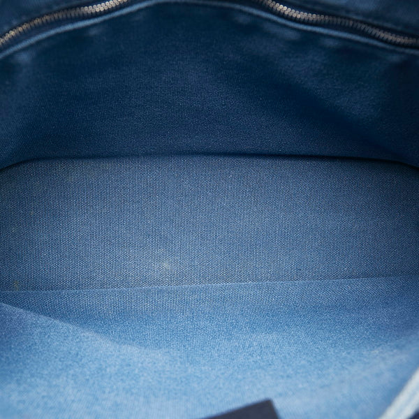 エルメス トロカ ホリゾンタル PM ハンドバッグ トートバッグ ブルー キャンバス レザー レディース HERMES 【中古】