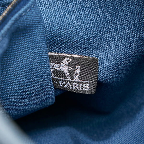 エルメス トロカ ホリゾンタル PM ハンドバッグ トートバッグ ブルー キャンバス レザー レディース HERMES 【中古】