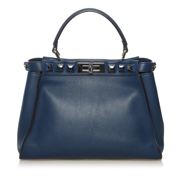 フェンディ ピーカブー スタッズ ハンドバッグ ショルダーバッグ 2WAY 8BN290 ネイビー レザー レディース FENDI 【中古】