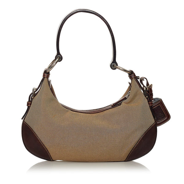 プラダ ロゴジャガード ワンショルダーバッグ BR3429 ブラウン キャンバス レザー レディース PRADA 【中古】