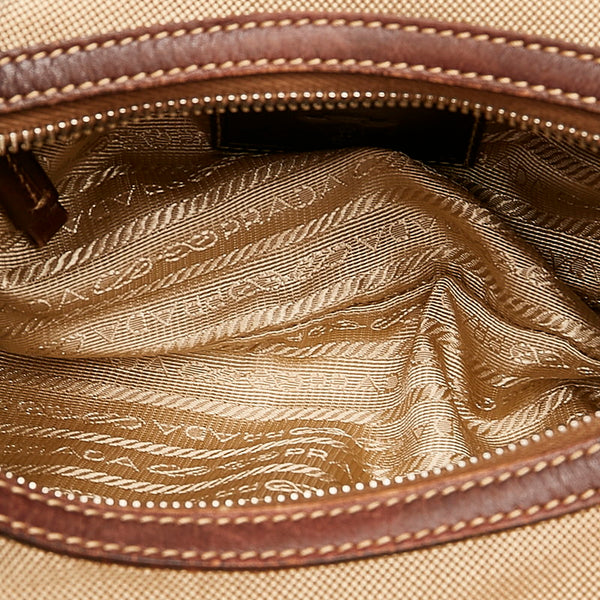 プラダ ロゴジャガード ワンショルダーバッグ BR3429 ブラウン キャンバス レザー レディース PRADA 【中古】