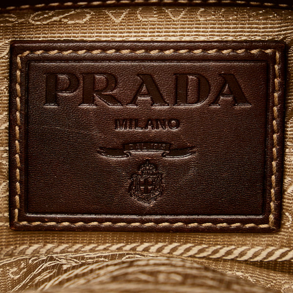 プラダ ロゴジャガード ワンショルダーバッグ BR3429 ブラウン キャンバス レザー レディース PRADA 【中古】