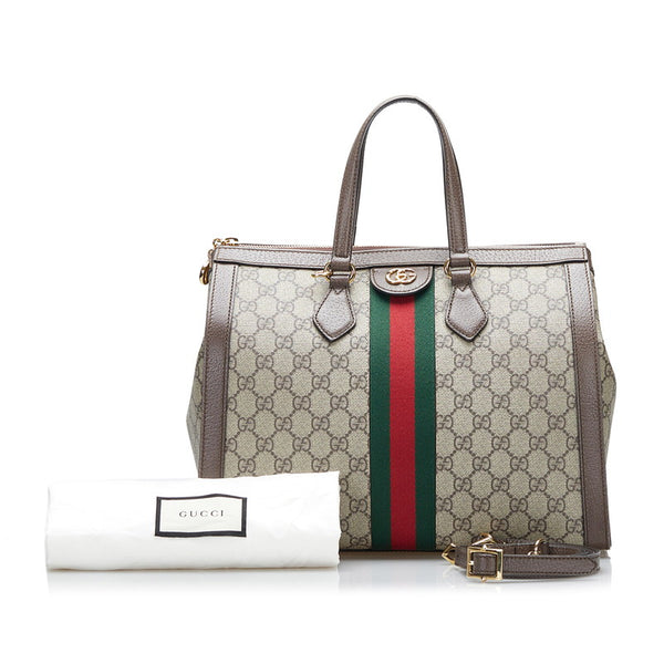 グッチ GGスプリーム シェリーライン オフィディア ハンドバッグ ショルダーバッグ 2WAY 524537 ブラウン キャンバス レザー レディース GUCCI 【中古】