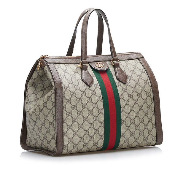 グッチ GGスプリーム シェリーライン オフィディア ハンドバッグ ショルダーバッグ 2WAY 524537 ブラウン キャンバス レザー レディース GUCCI 【中古】