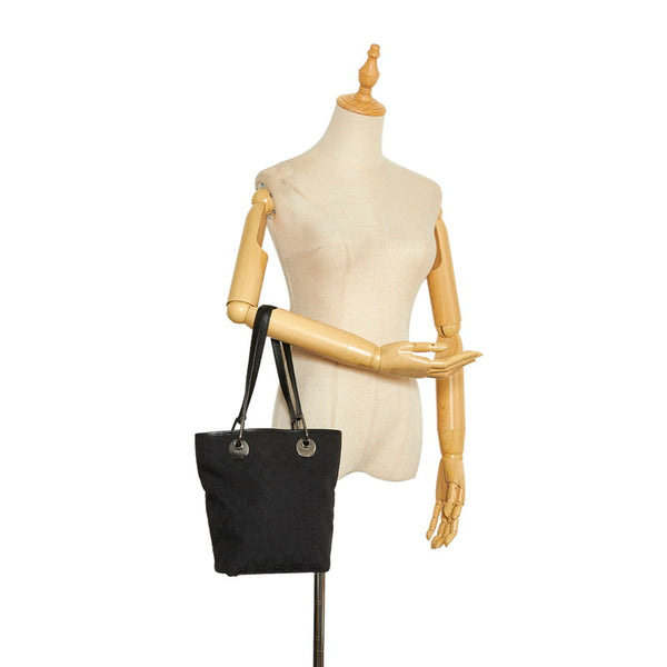 グッチ GGキャンバス ハンドバッグ トートバッグ 120840 ブラック キャンバス レザー レディース GUCCI 【中古】