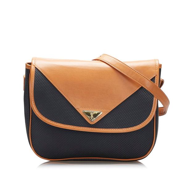 サンローラン 斜め掛け ショルダーバッグ  ブラウン ブラック PVC レザー レディース SAINT LAURENT 【中古】