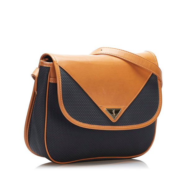 サンローラン 斜め掛け ショルダーバッグ  ブラウン ブラック PVC レザー レディース SAINT LAURENT 【中古】