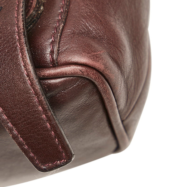 グッチ バンブー ミニ リュック バックパック 0031705 ダークブラウン レザー レディース GUCCI 【中古】