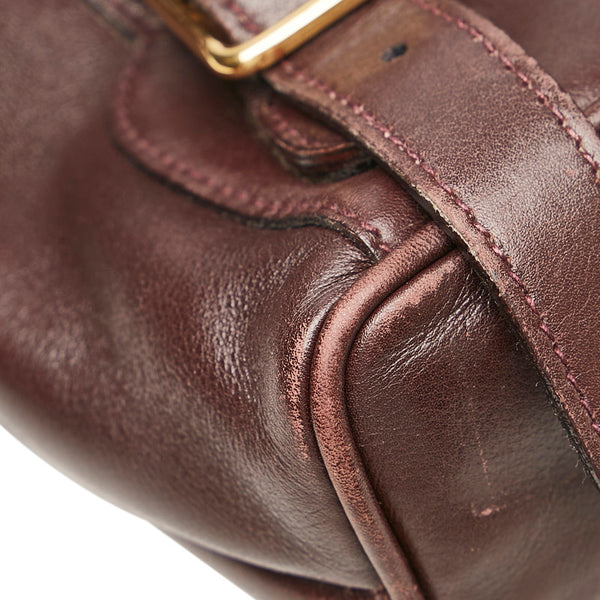 グッチ バンブー ミニ リュック バックパック 0031705 ダークブラウン レザー レディース GUCCI 【中古】