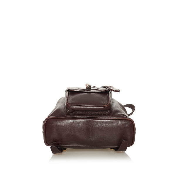 グッチ バンブー ミニ リュック バックパック 0031705 ダークブラウン レザー レディース GUCCI 【中古】