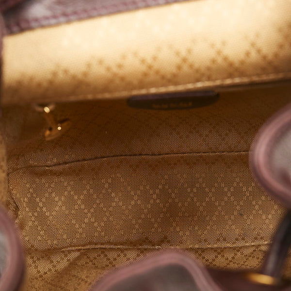 グッチ バンブー ミニ リュック バックパック 0031705 ダークブラウン レザー レディース GUCCI 【中古】