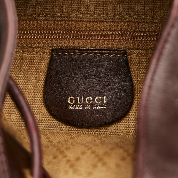 グッチ バンブー ミニ リュック バックパック 0031705 ダークブラウン レザー レディース GUCCI 【中古】