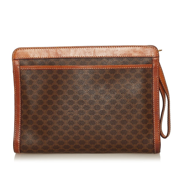 セリーヌ マカダム ブラウン PVC レザー セカンドバッグ メンズ CELINE 【中古】