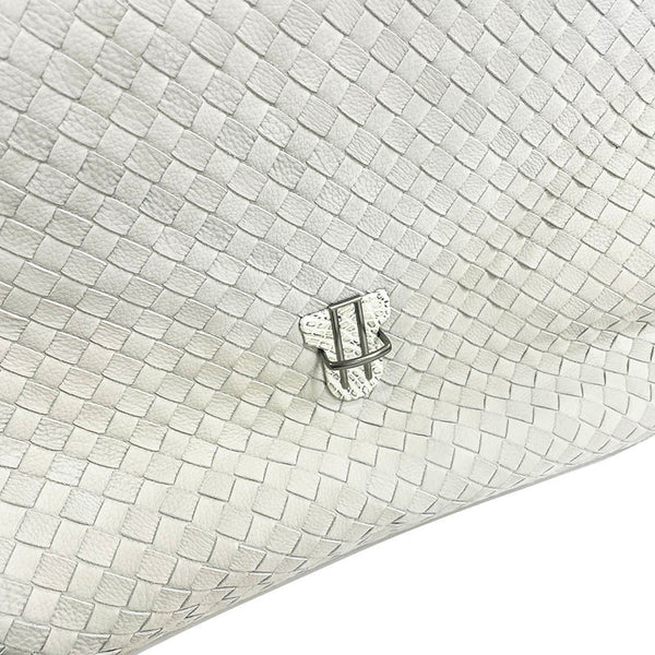 ボッテガヴェネタ イントレチャート ビジネスバッグ 191259 ライトグレー レザー メンズ BOTTEGAVENETA 【中古】