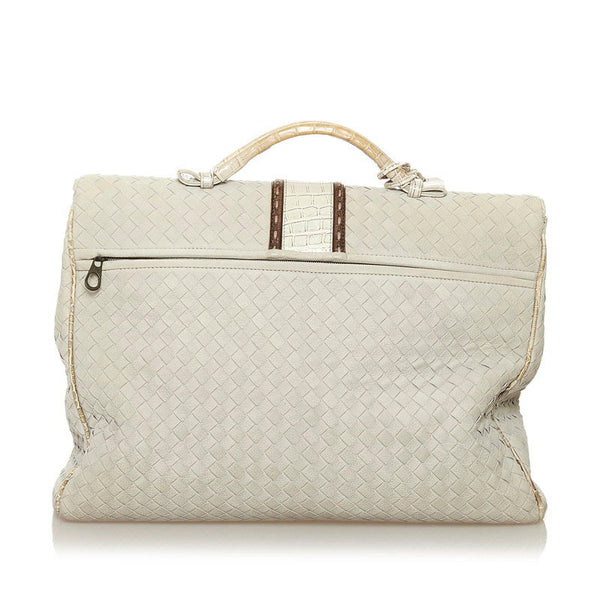 ボッテガヴェネタ イントレチャート ビジネスバッグ 191259 ライトグレー レザー メンズ BOTTEGAVENETA 【中古】