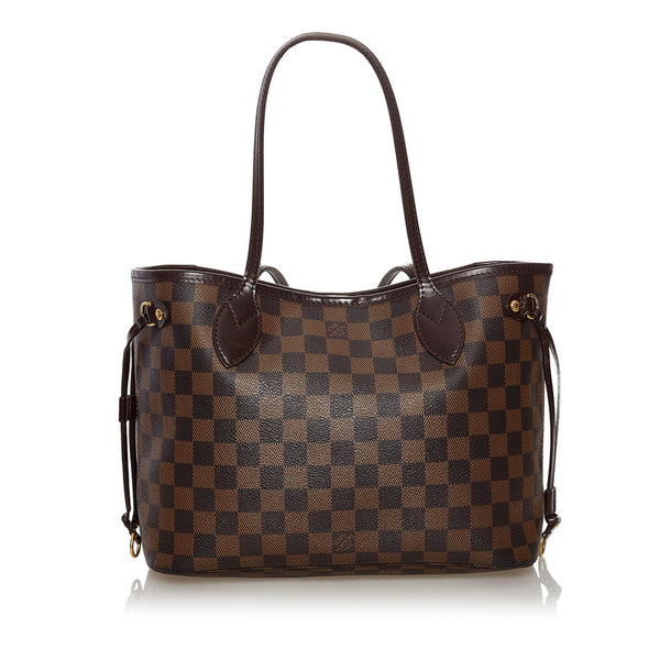 ルイ ヴィトン ダミエ ネヴァーフルPM トートバッグ N51109 ブラウン PVC レザー レディース LOUIS VUITTON 【中古】