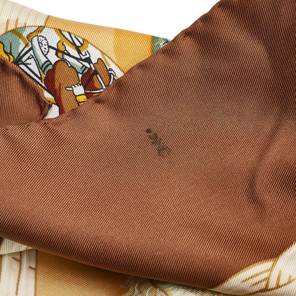 エルメス カレ90 COUVEE D HERMES エルメスの卵 スカーフ ブラウン ベージュ シルク レディース HERMES 【中古】
