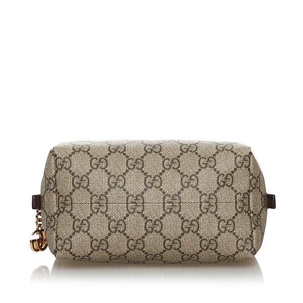 グッチ GGスプリーム コスメティックケース ポーチ 548393 ブラウン PVC レザー レディース GUCCI 【中古】