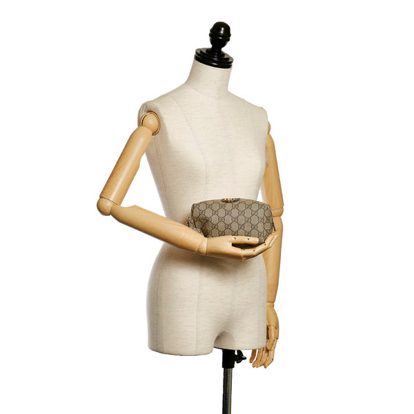 グッチ GGスプリーム コスメティックケース ポーチ 548393 ブラウン PVC レザー レディース GUCCI 【中古】